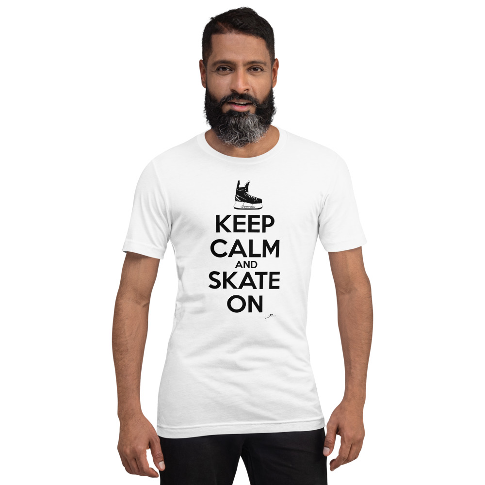 KEEP CALM and SKATE ON (black text) Unisex T-Shirt