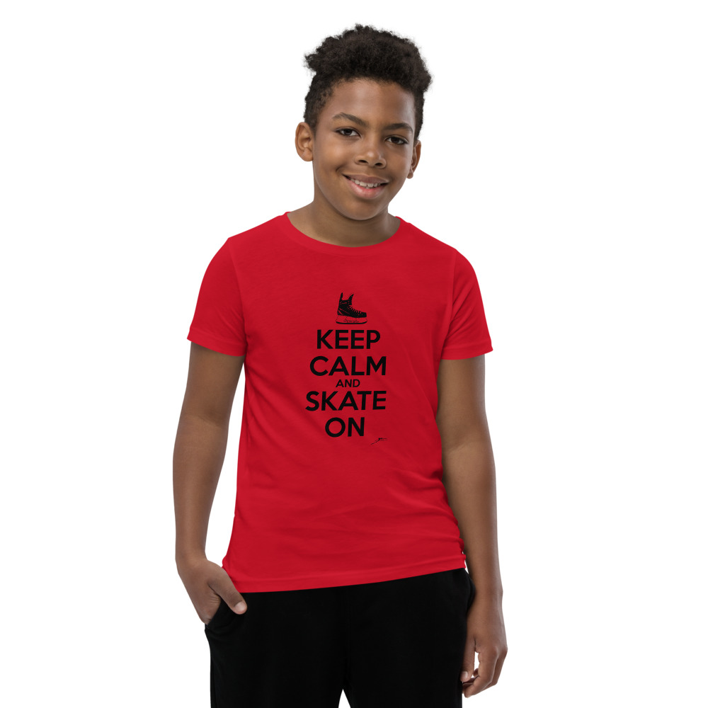 KEEP CALM & SKATE ON (black text) Youth Short Sleeve T-Shirt