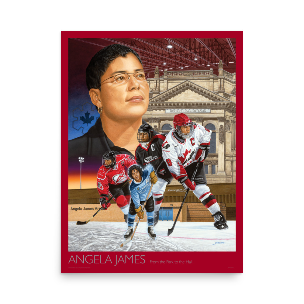 ANGELA JAMES:  Poster Red Border