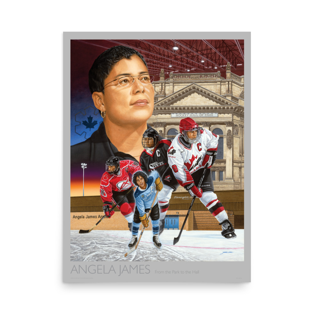 ANGELA JAMES:  Poster Silver Grey Border