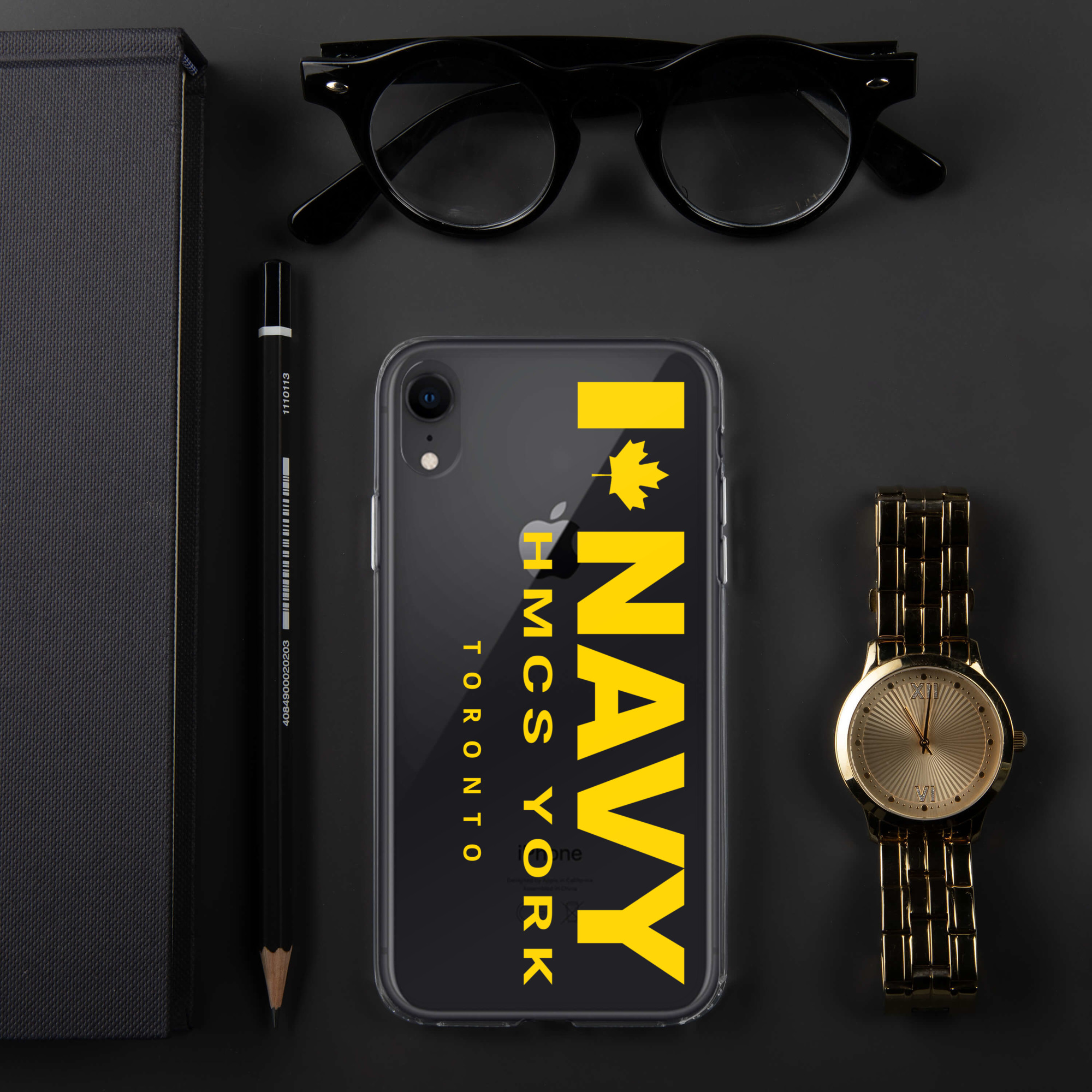 NAVY HMCS YORK Clear Case for iPhone® (Yellow Text)