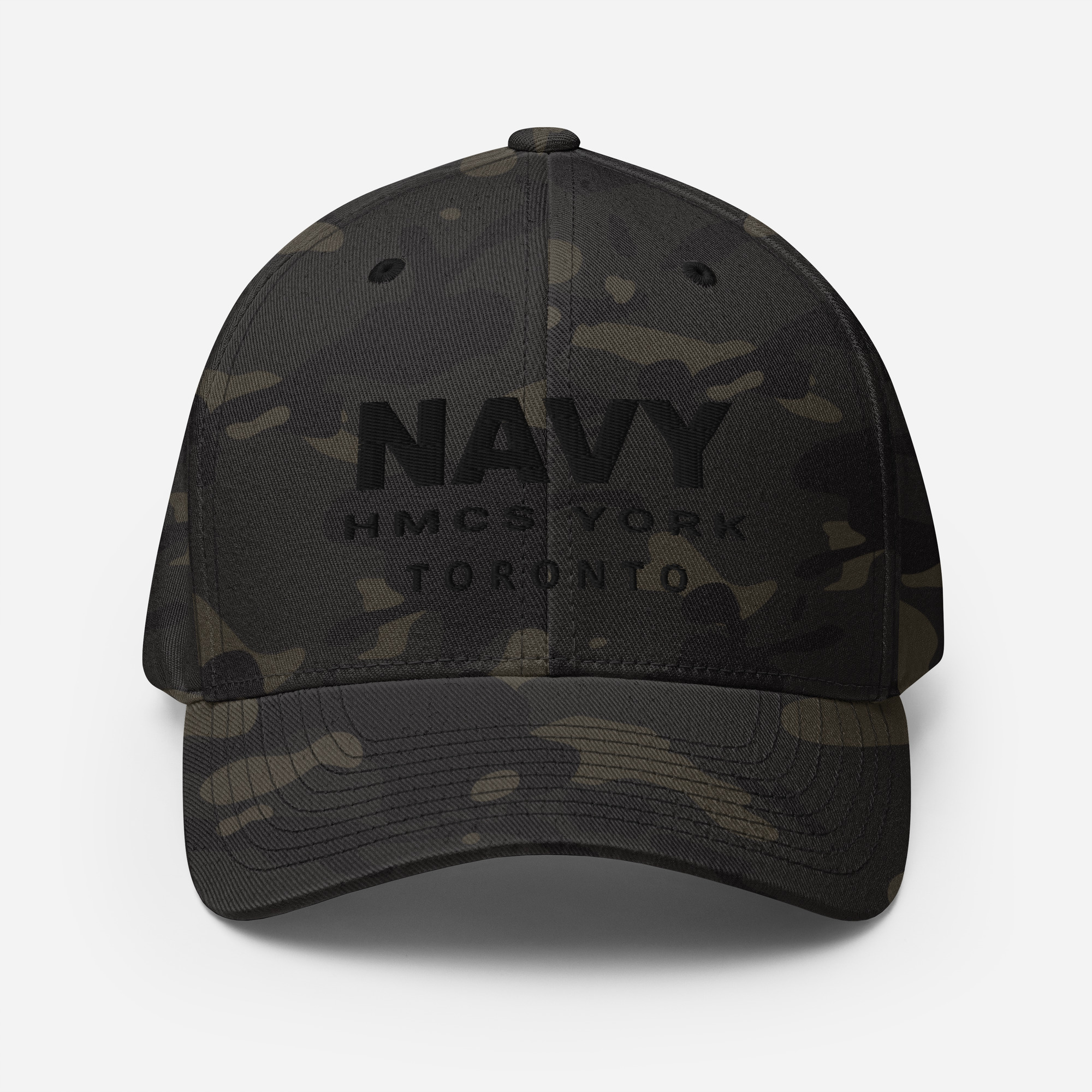 NAVY HMCS Structured Twill Cap (Black Thread) - Multicam Black, S/M