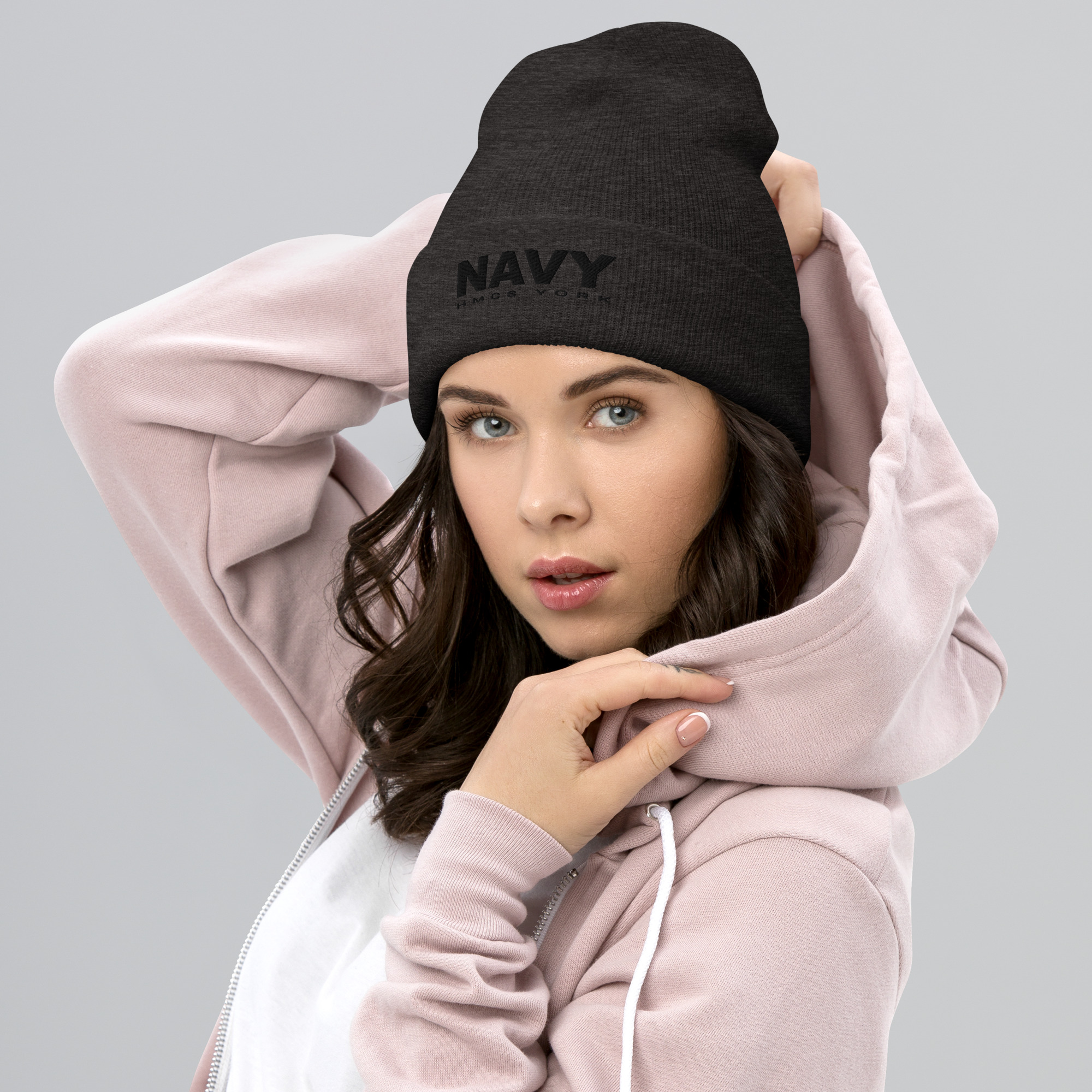NAVY HMCS YORK Cuffed Beanie (Black Thread) - Image 2