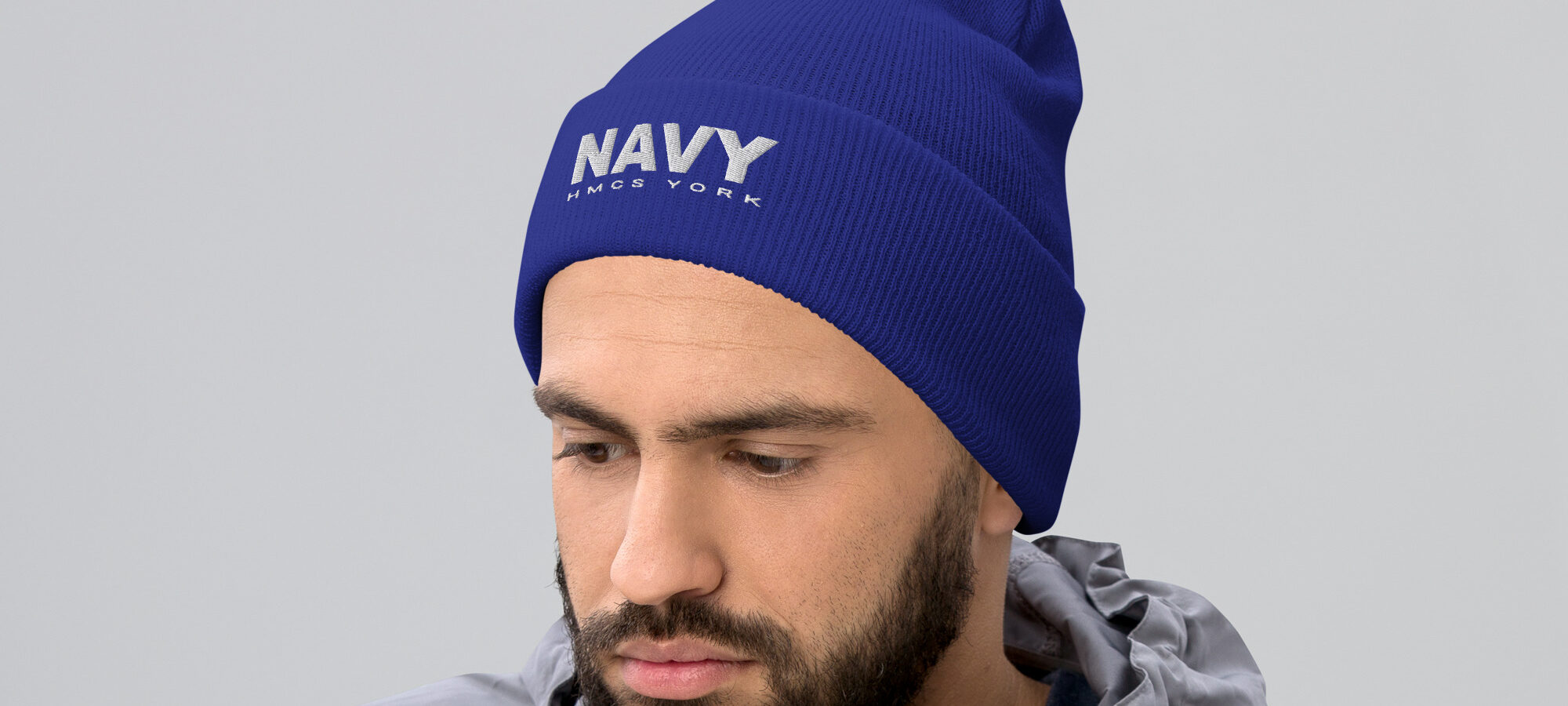 NAVY HMCS YORK Cuffed Beanie (White Thread)