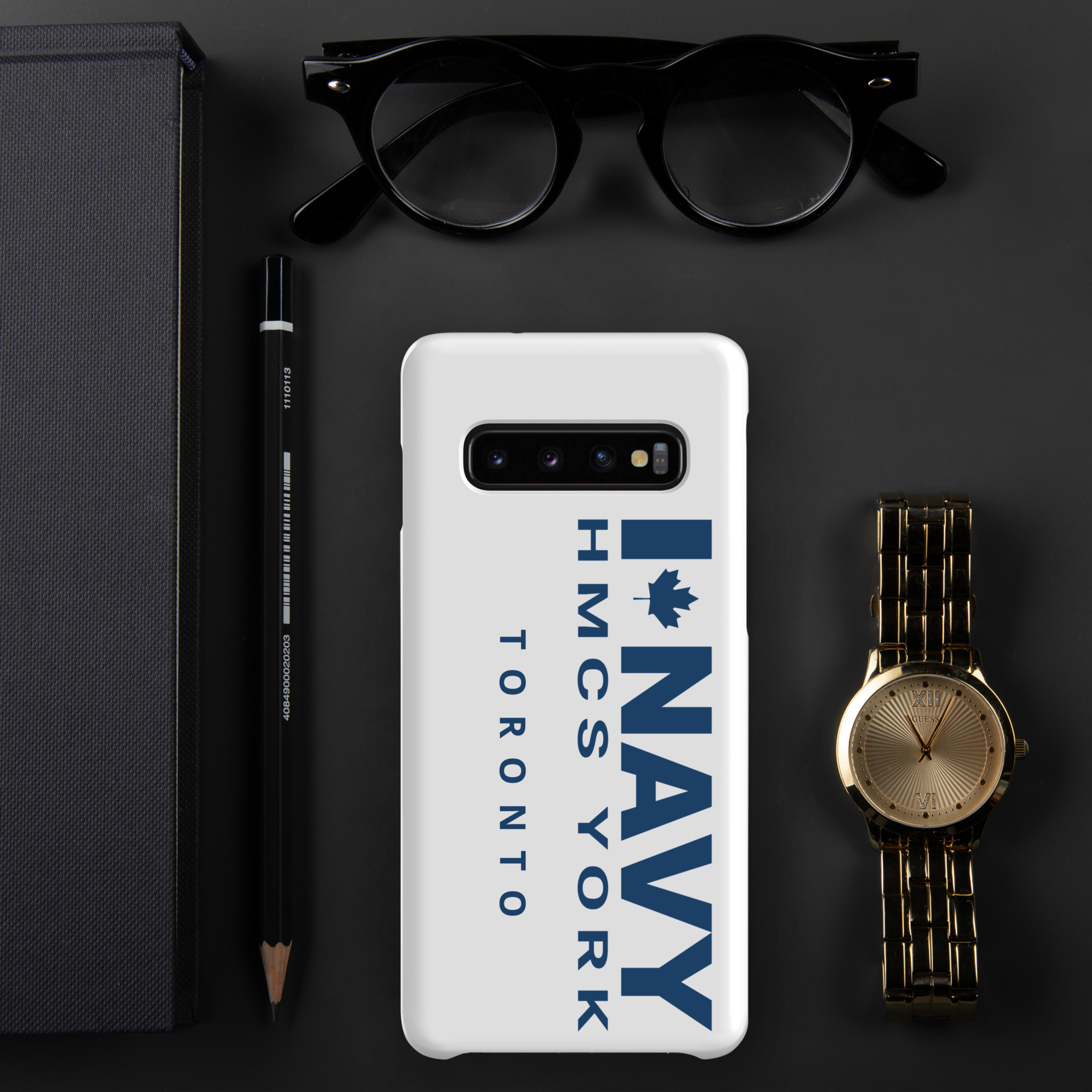 Navy HMCS YORK Snap case for Samsung® (Blue Text) - Image 2