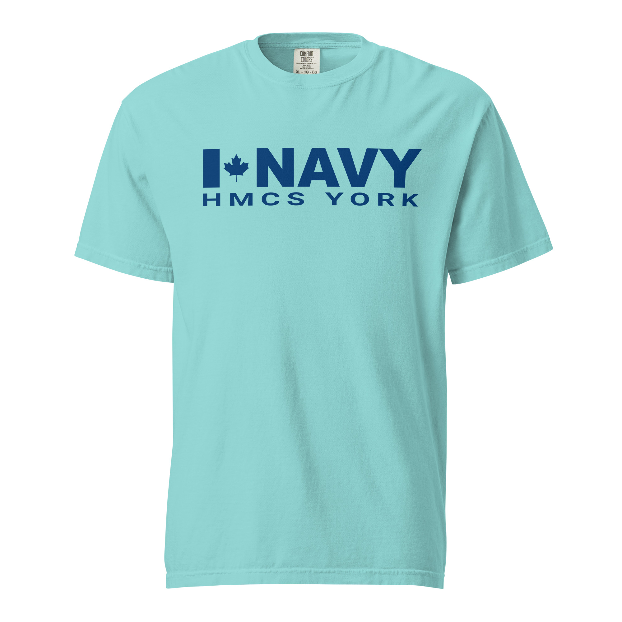 CDN NAVY HMCS YORK Unisex garment-dyed heavyweight t-shirt (Blue Text)