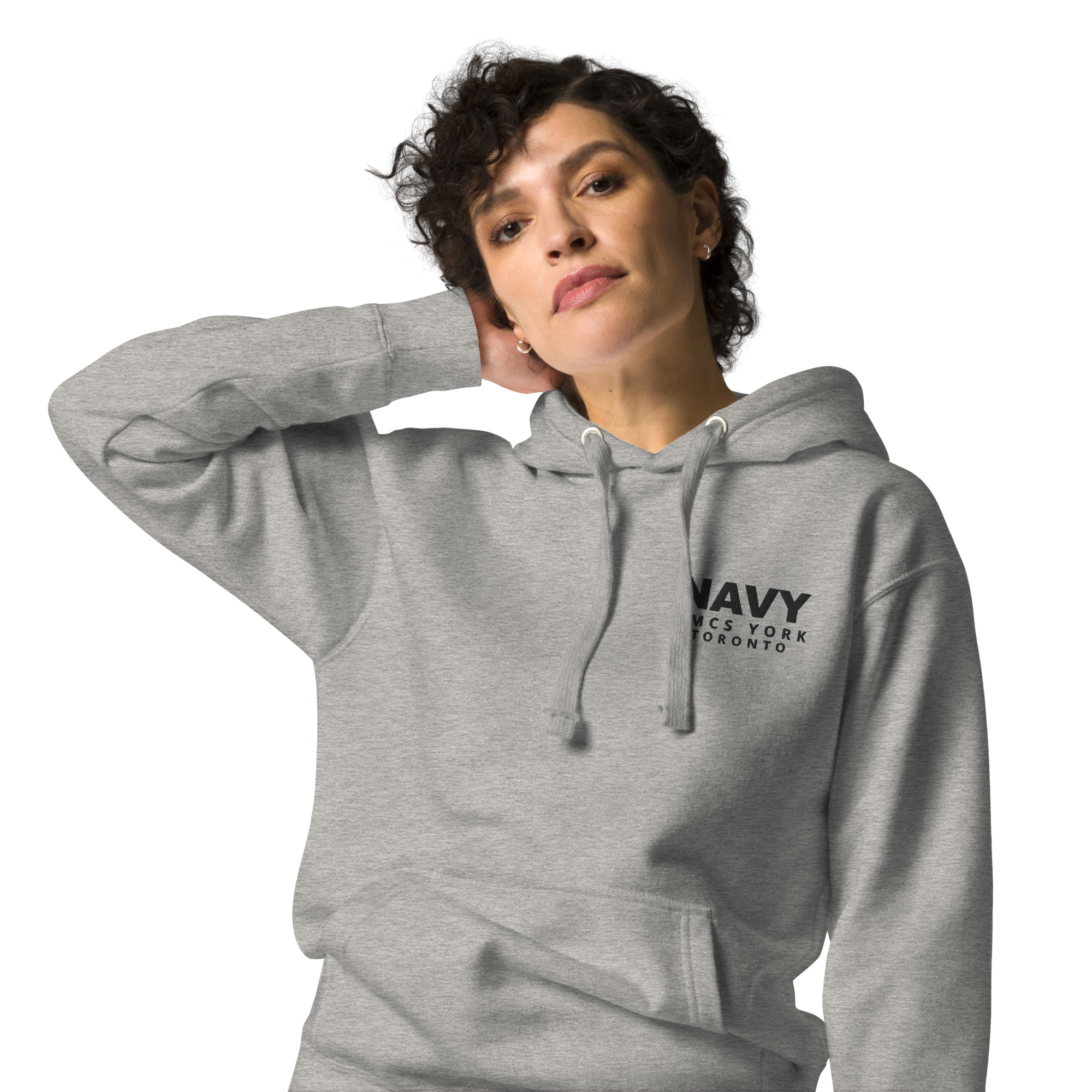 Embroidered HMCS YORK NAVY Unisex Hoodie (Black Thread)