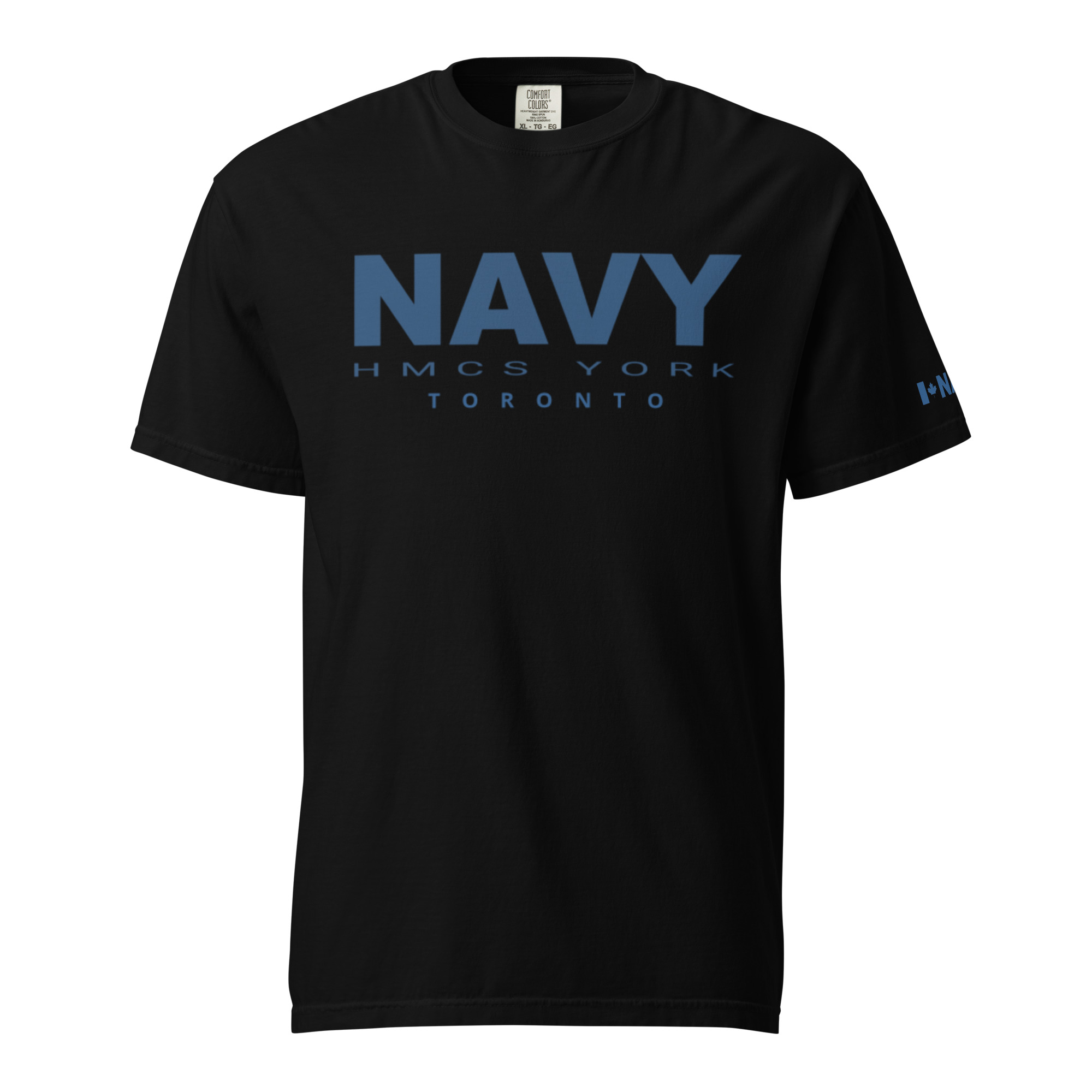 NAVY HMCS YORK Unisex garment-dyed heavyweight t-shirt (Blue Text) - Image 2