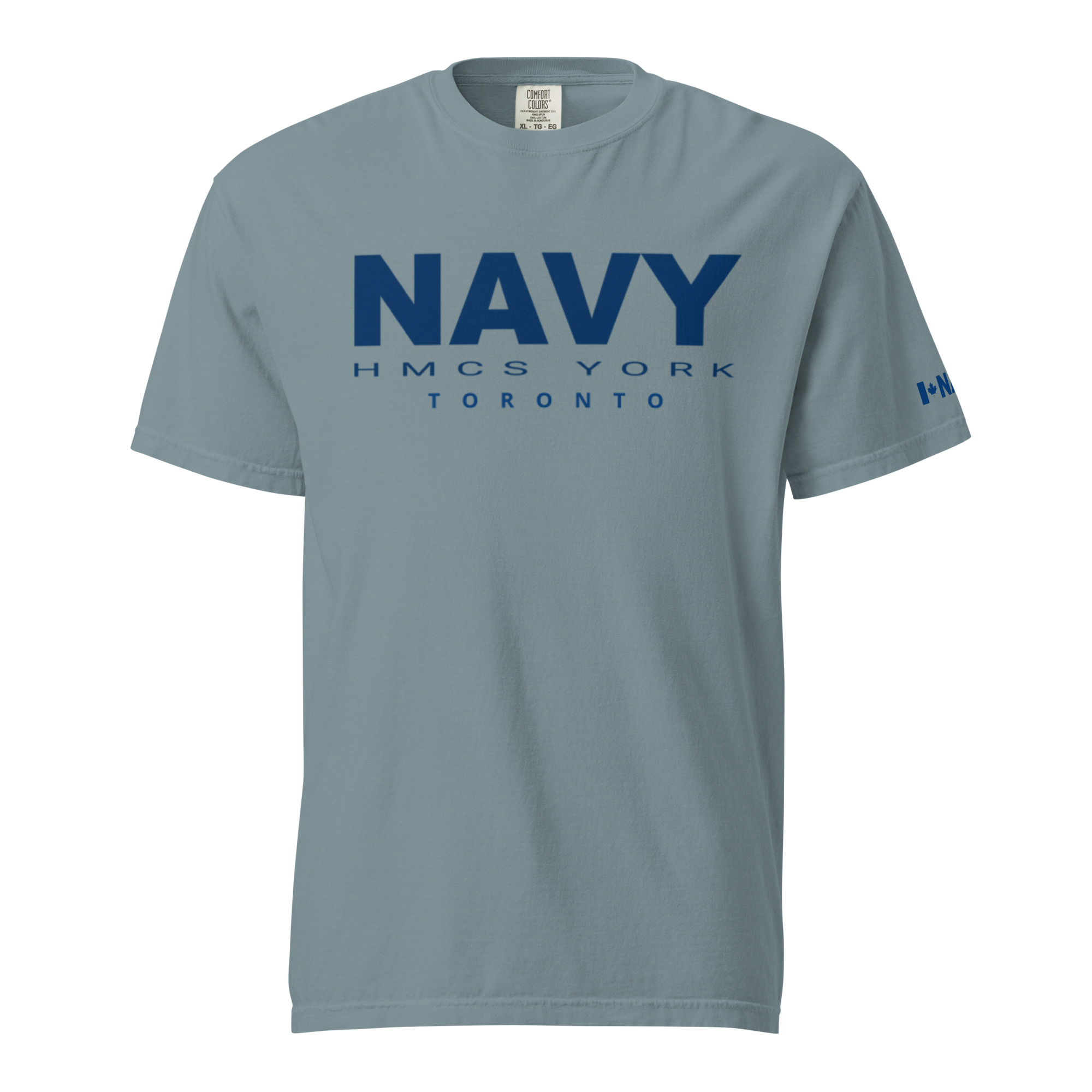 NAVY HMCS YORK Unisex garment-dyed heavyweight t-shirt (Blue Text) - Image 10
