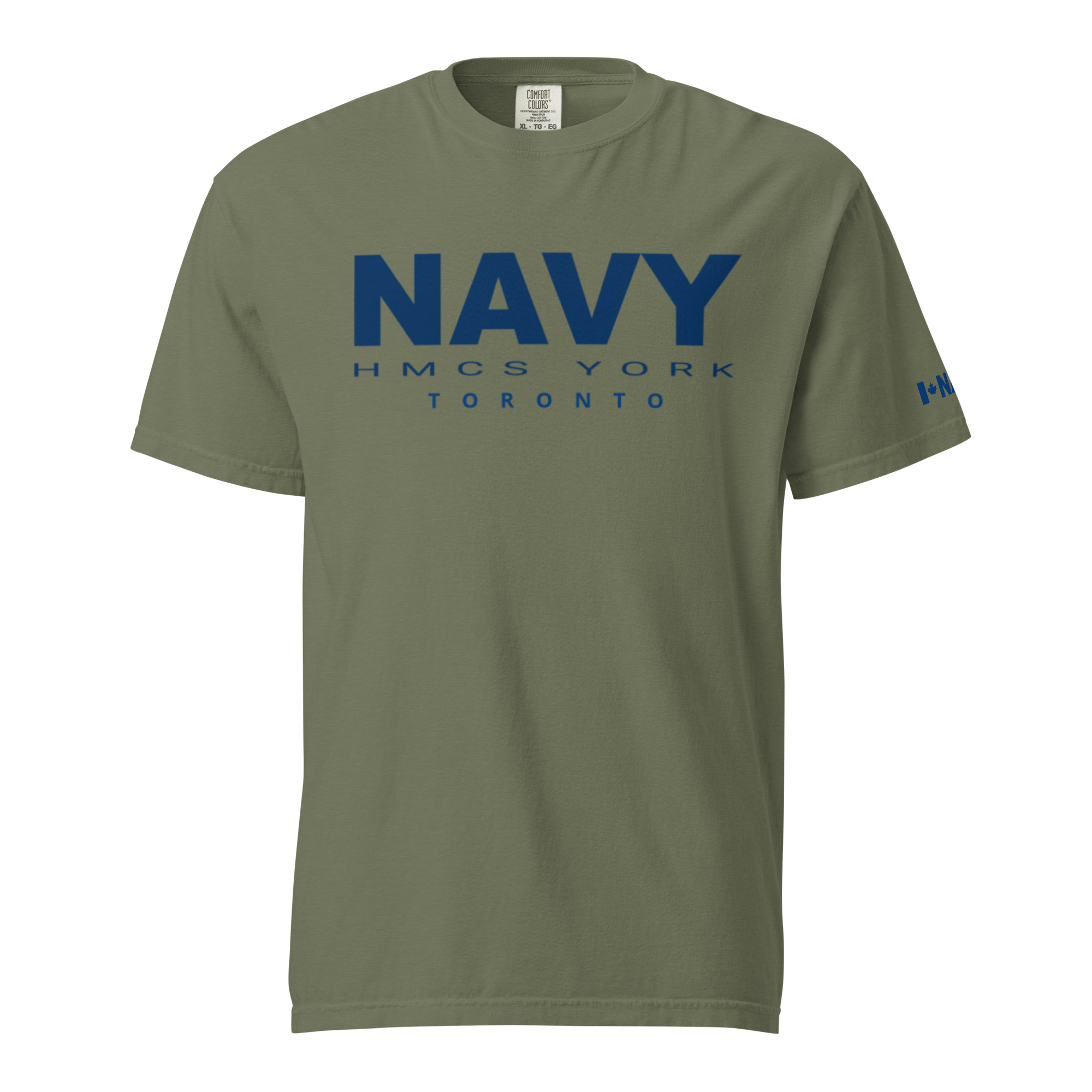 NAVY HMCS YORK Unisex garment-dyed heavyweight t-shirt (Blue Text) - Image 8