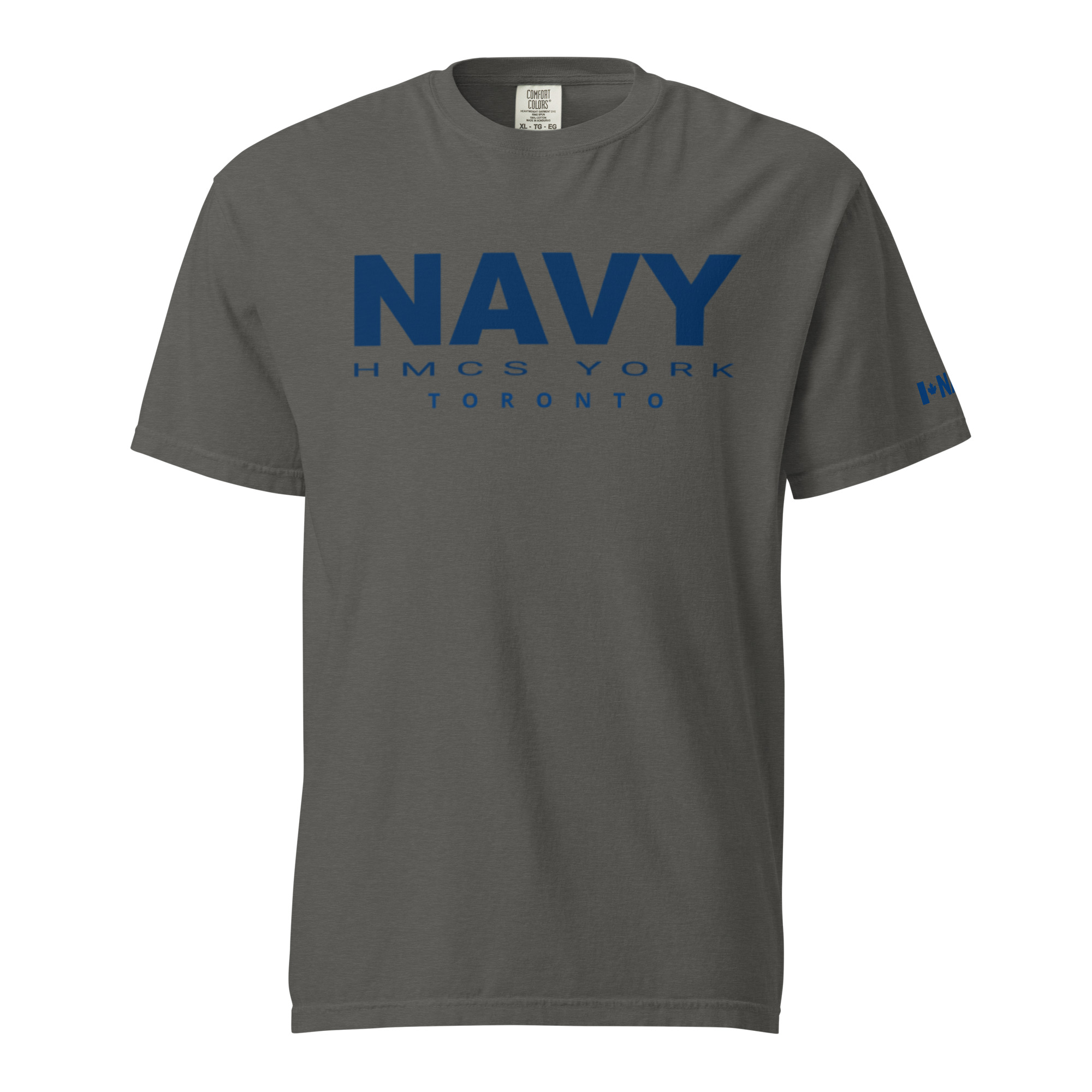 NAVY HMCS YORK Unisex garment-dyed heavyweight t-shirt (Blue Text) - Image 6