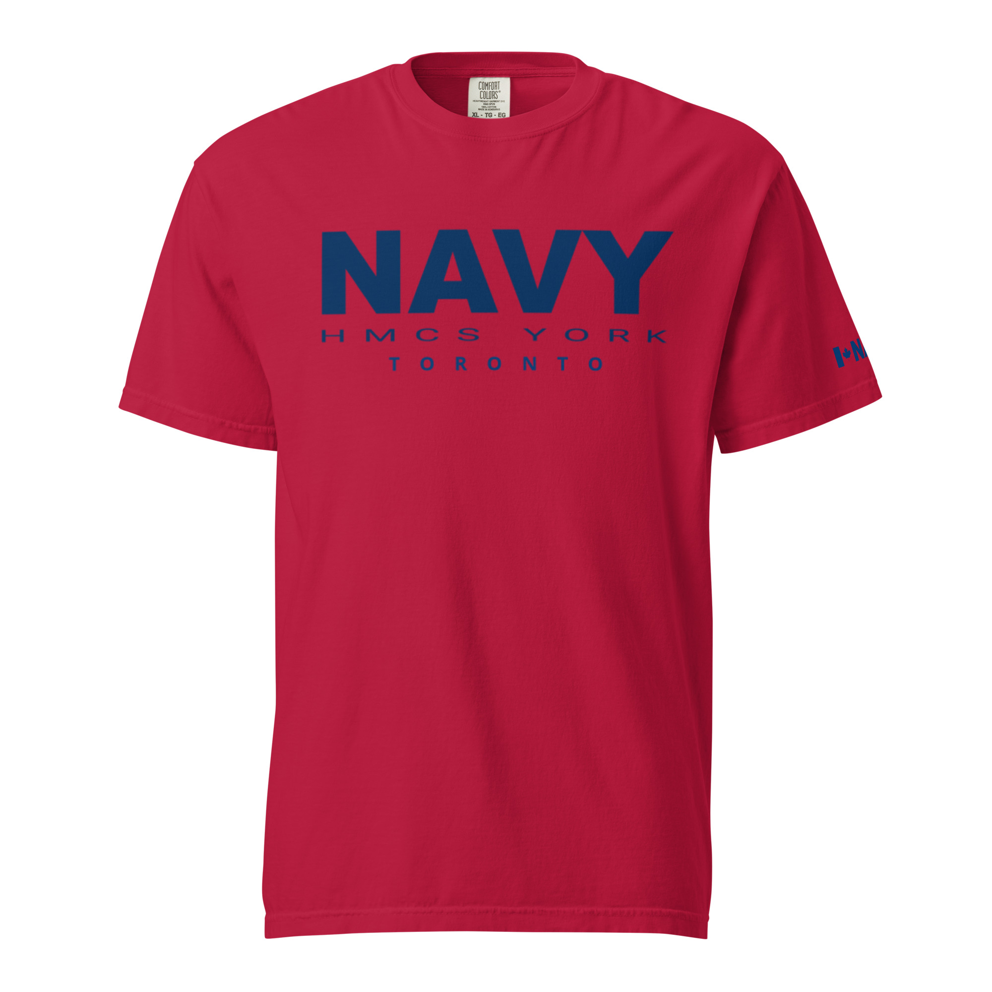 NAVY HMCS YORK Unisex garment-dyed heavyweight t-shirt (Blue Text) - Image 4