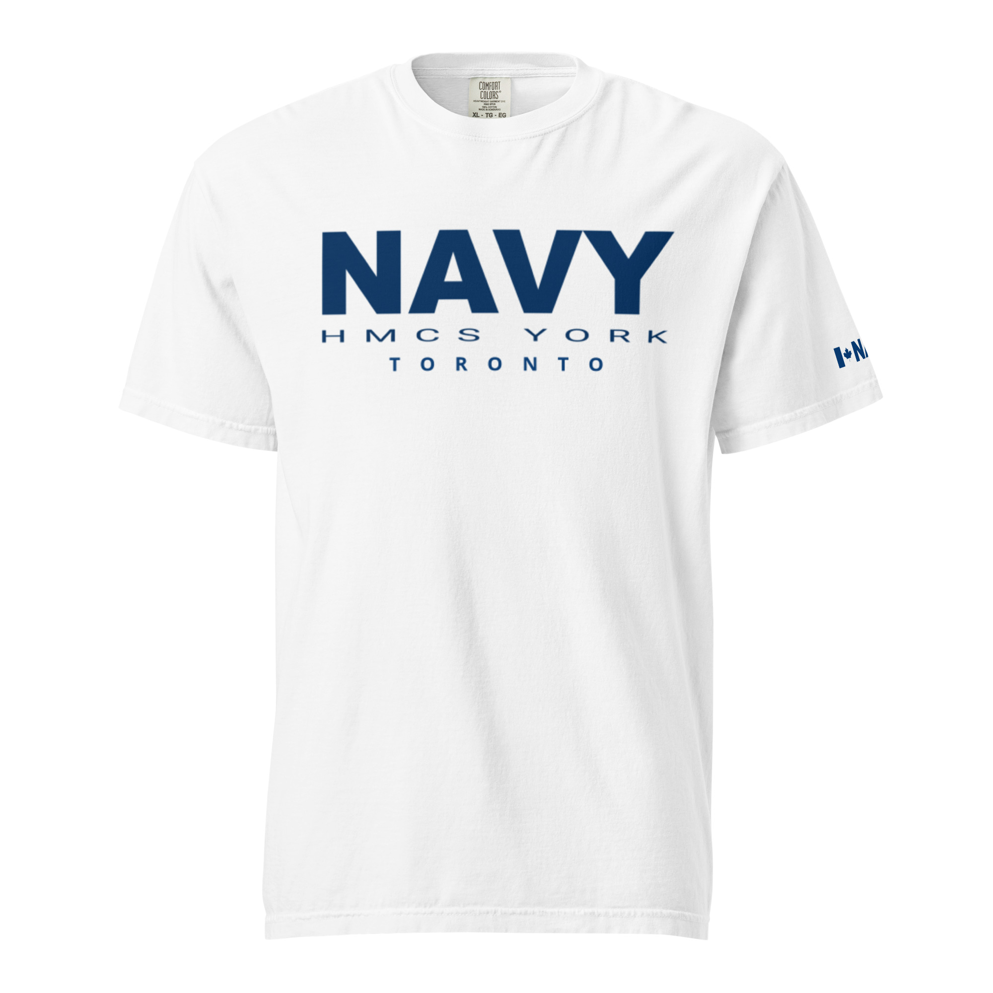 NAVY HMCS YORK Unisex garment-dyed heavyweight t-shirt (Blue Text) - Image 23