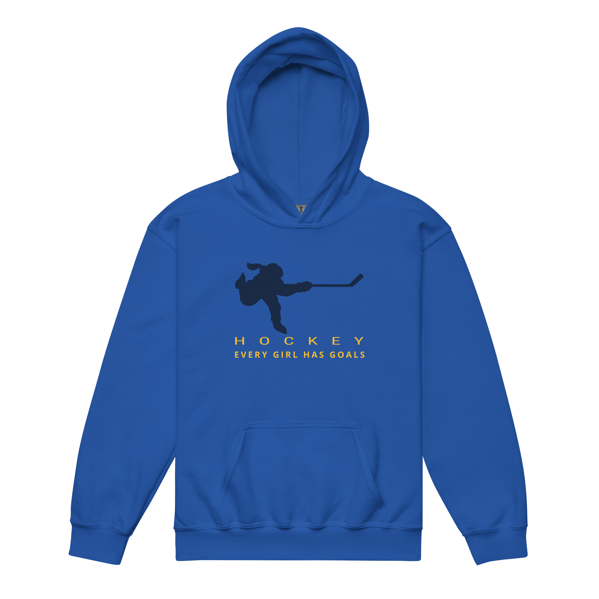 HOCKEY Every Girl Has Goals (Blue & Yellow Edition) Youth heavy blend hoodie