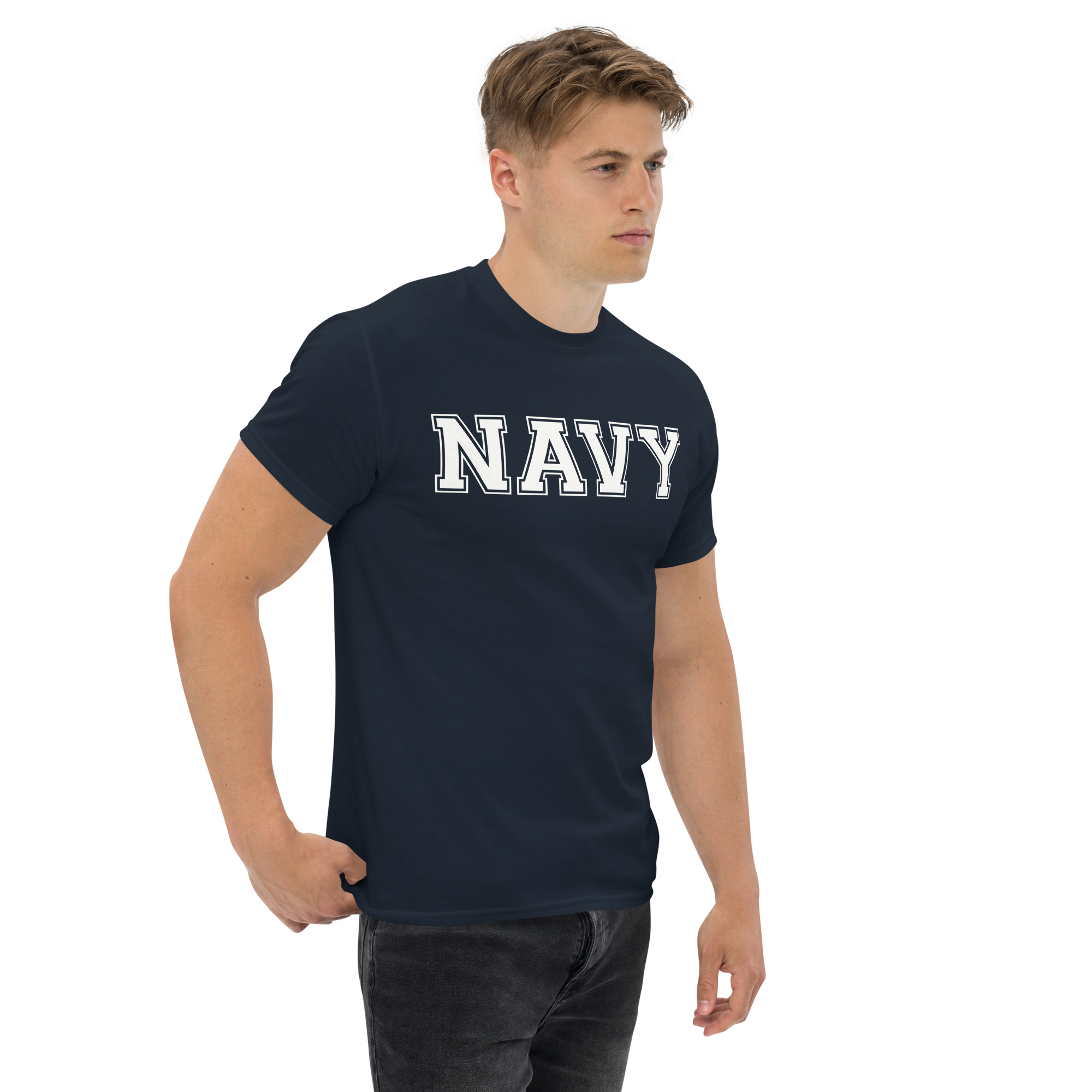 NAVY (varsity white) Unisex classic tee - Image 2