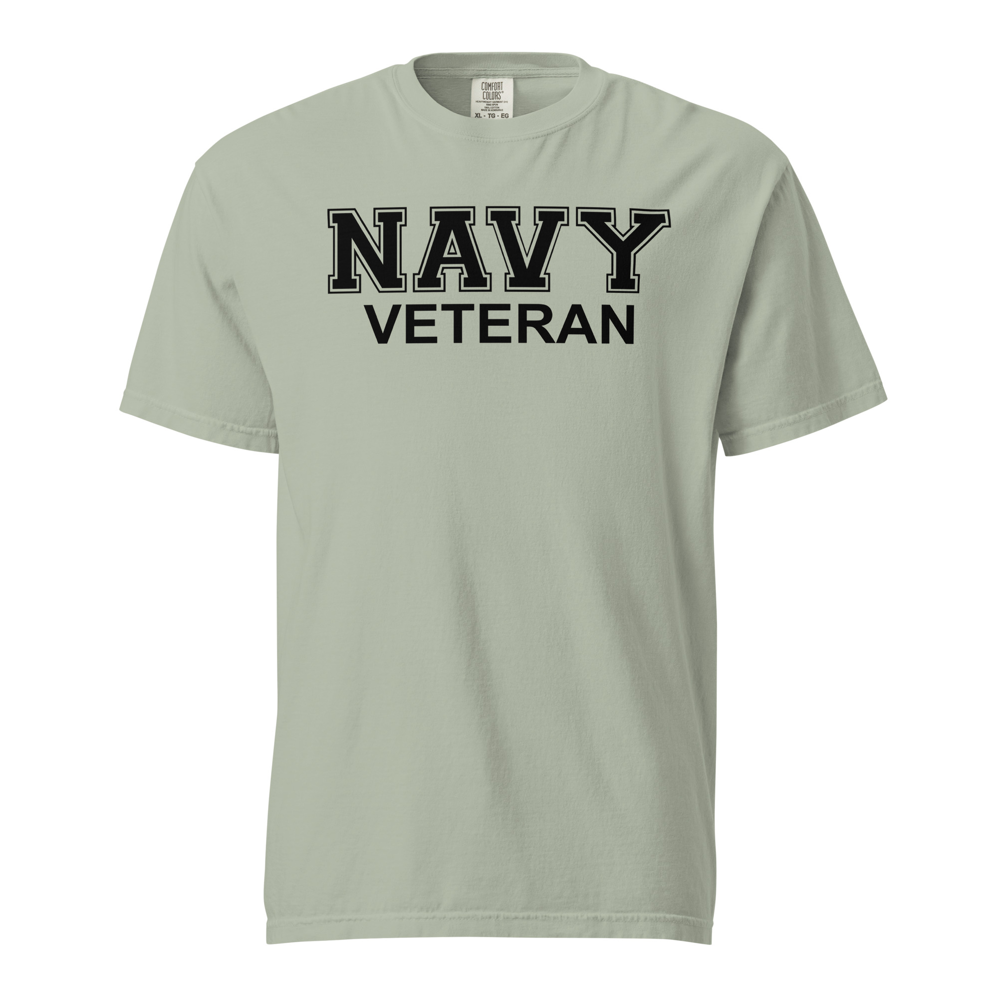 NAVY VETERAN (Black Text) Unisex garment-dyed heavyweight t-shirt