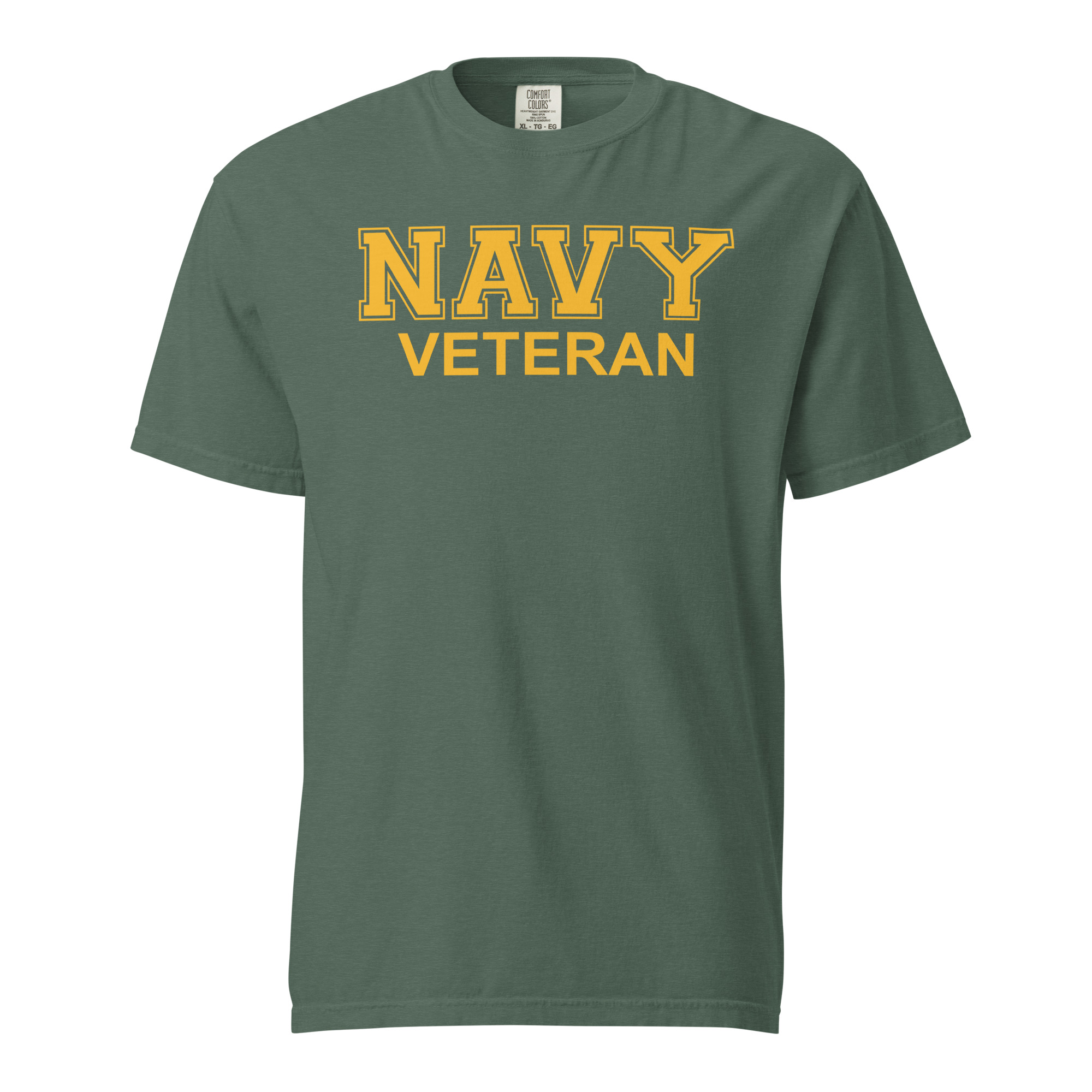 NAVY VETERAN (Yellow Text) Unisex garment-dyed heavyweight t-shirt