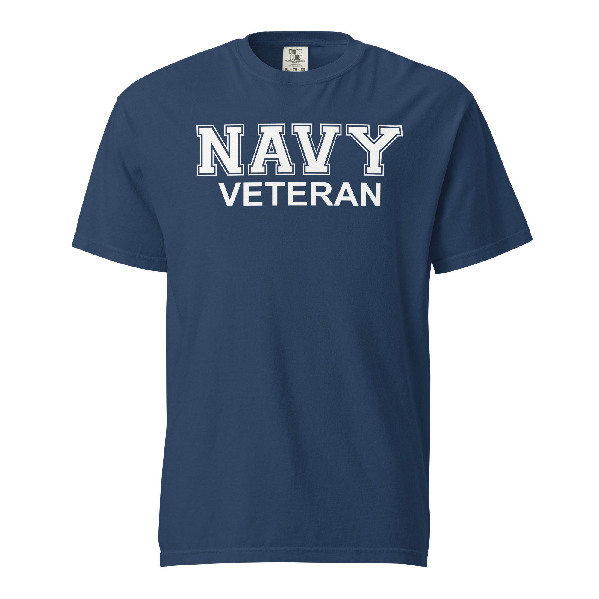 NAVY VETERAN (White Text) Unisex garment-dyed heavyweight t-shirt