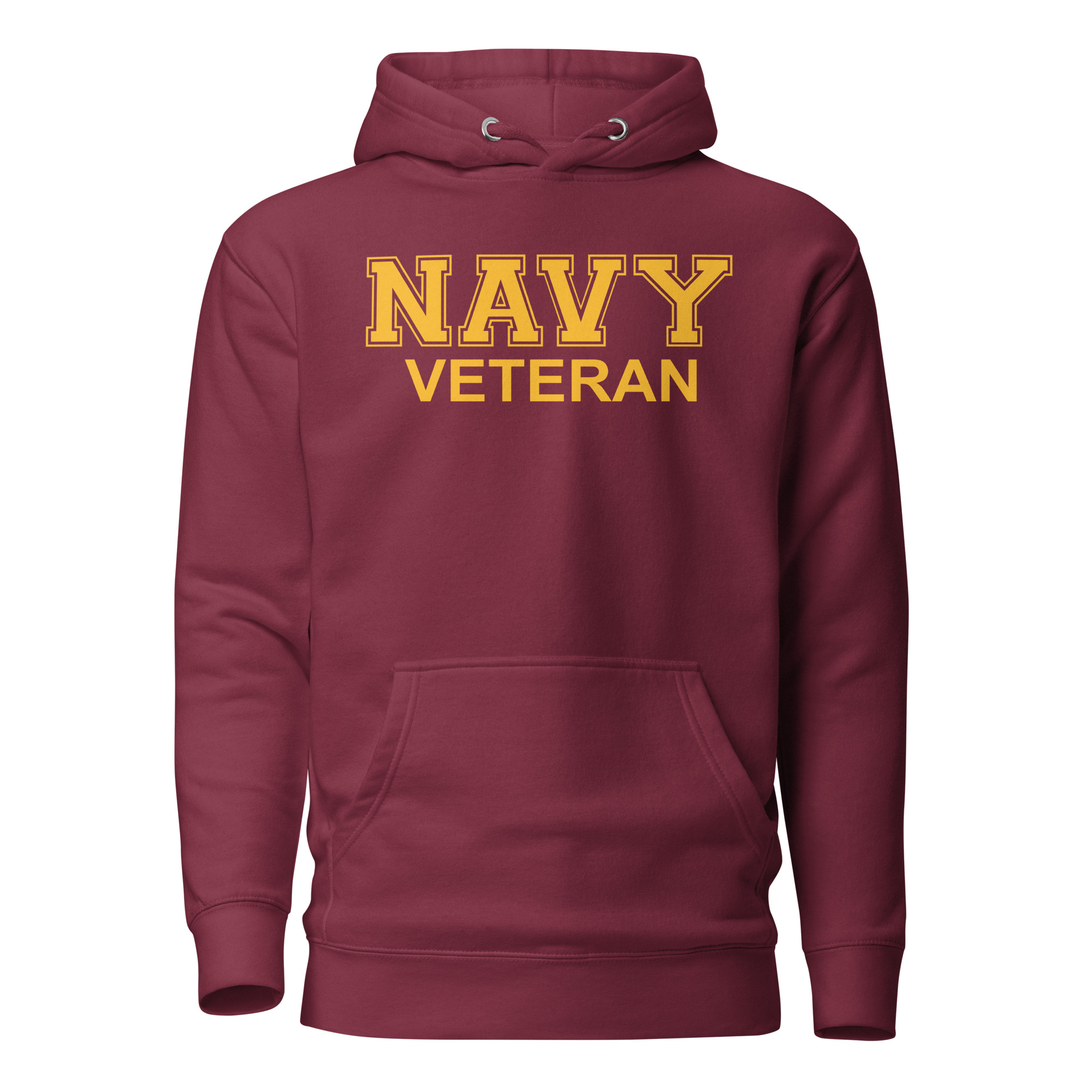 NAVY VETERAN (Yellow ) Unisex Hoodie - Maroon, L