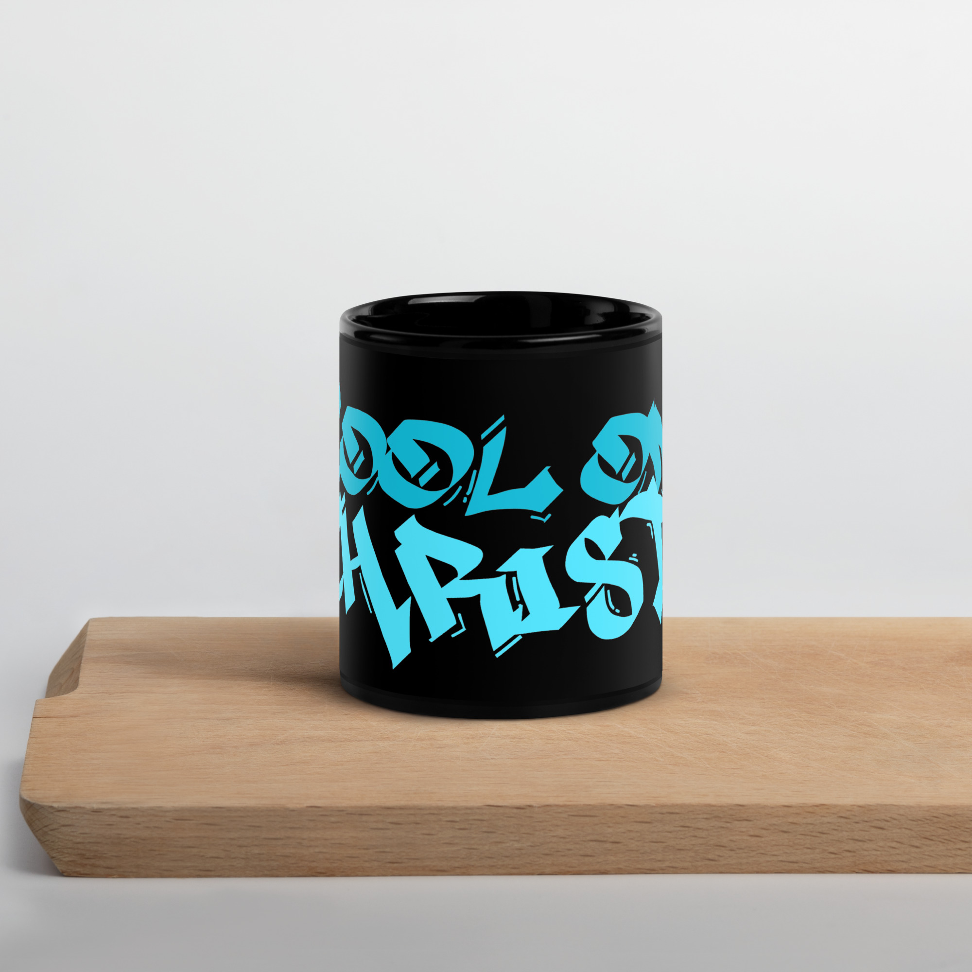 Cool On Christ Grafitti Blue Black Glossy Mug - Image 2