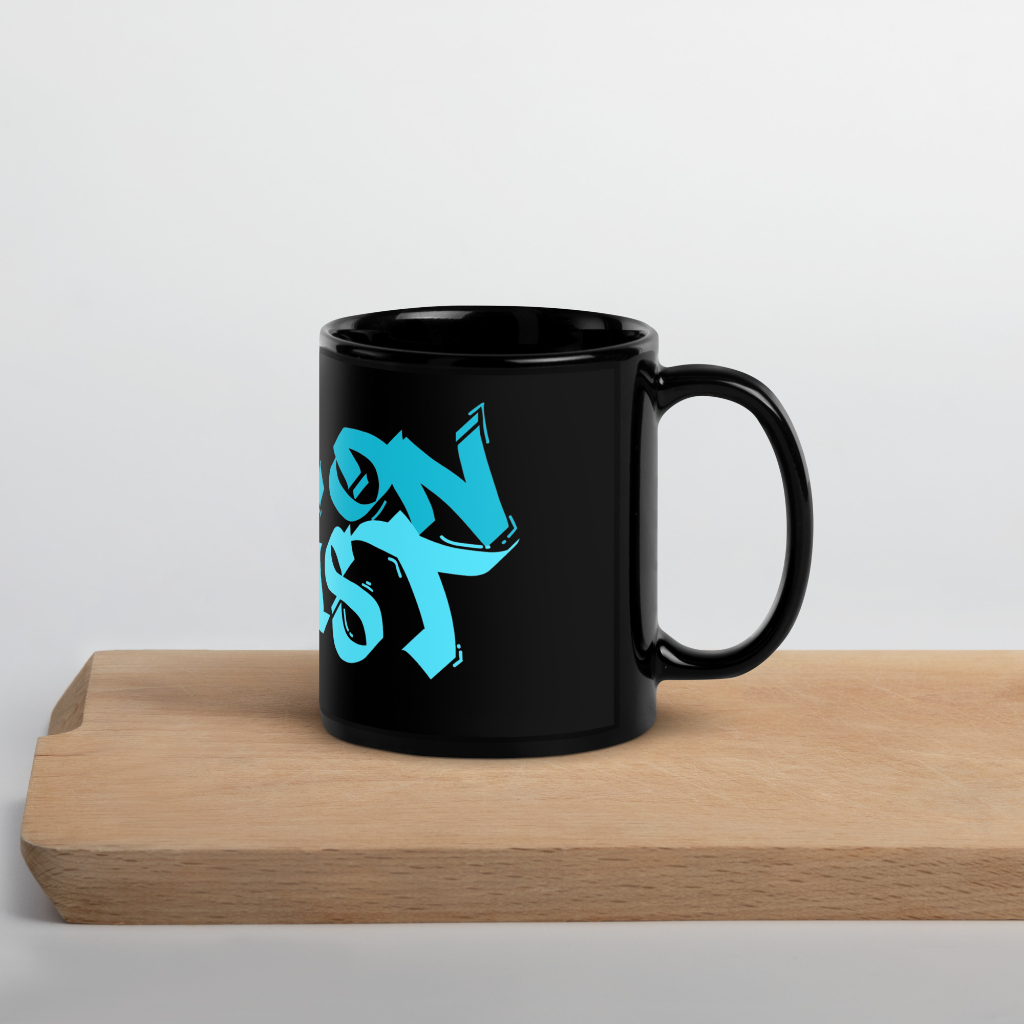 Cool On Christ Grafitti Blue Black Glossy Mug - Image 4