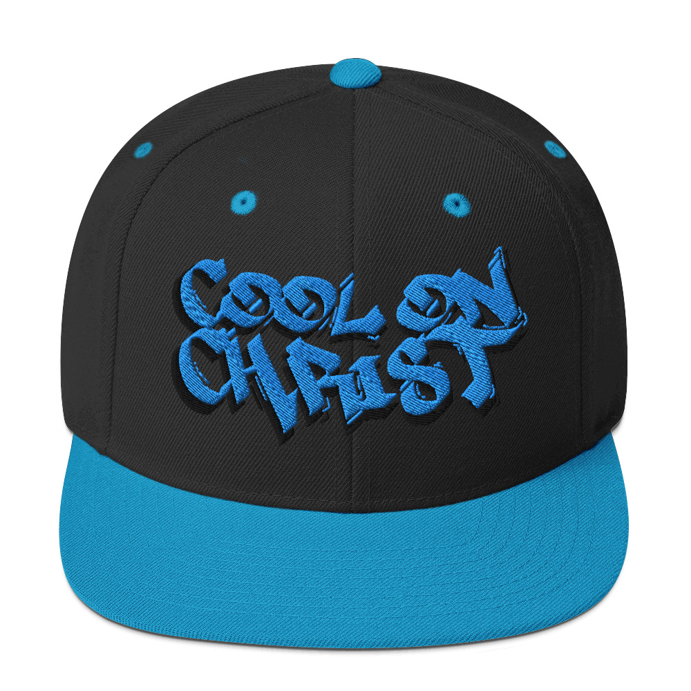 Cool On Christ Grafitti with Shadow Snapback Hat - Black/ Teal