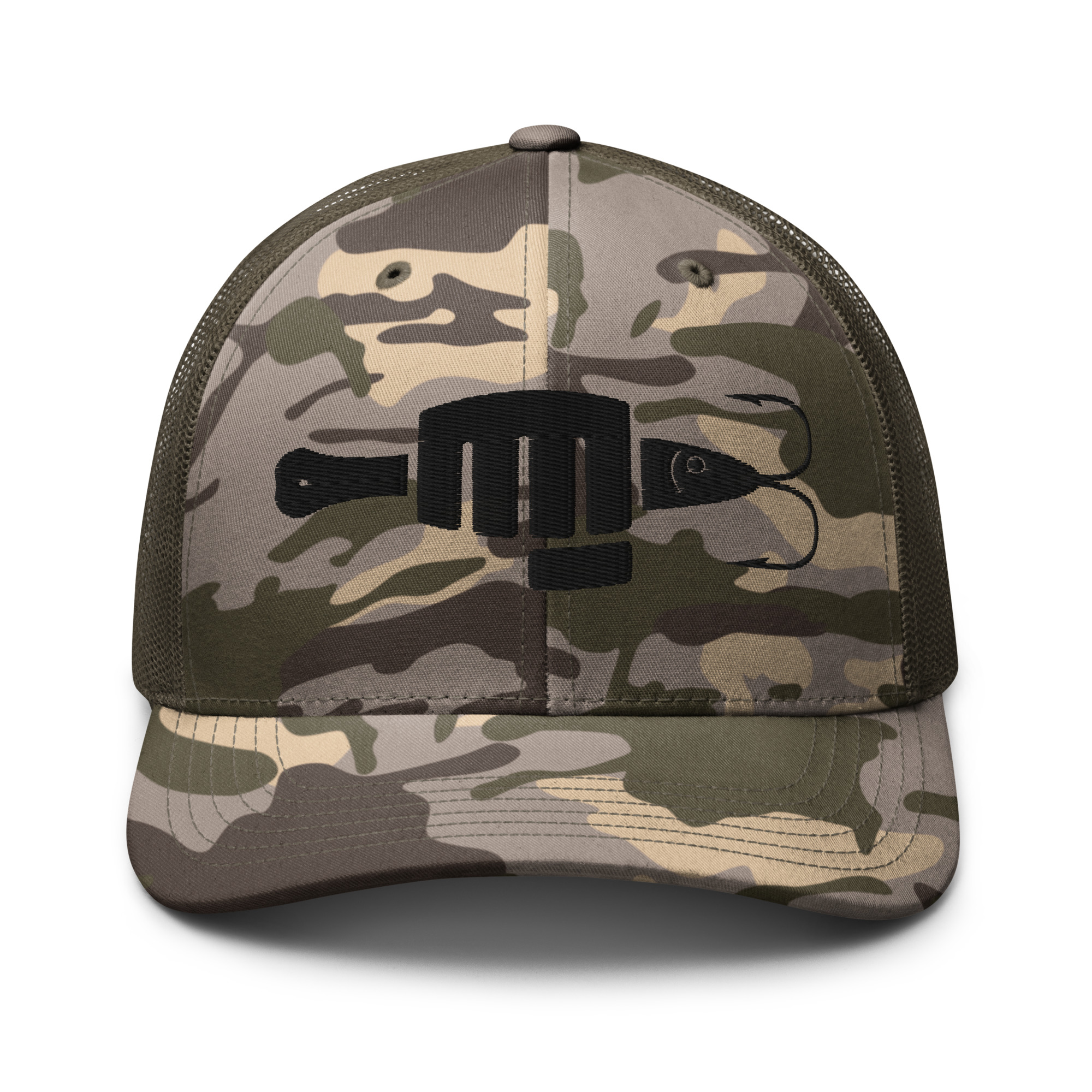 FIST PUNCH & JIGGER (Stylized Black) Camouflage trucker hat