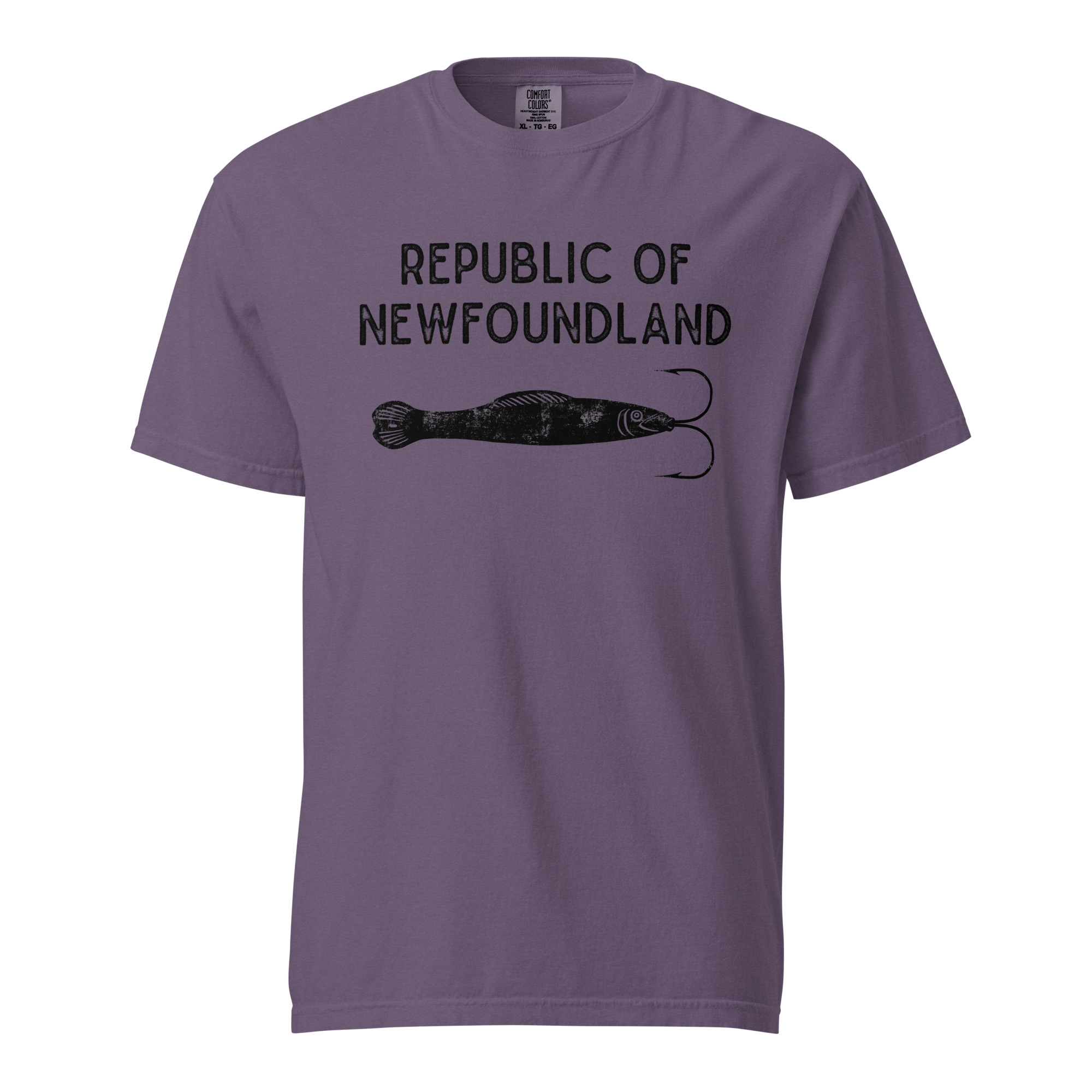 REPUBLIC OF NEWFOUNDLAND: JIGGER (Black) Unisex garment-dyed heavyweight t-shirt